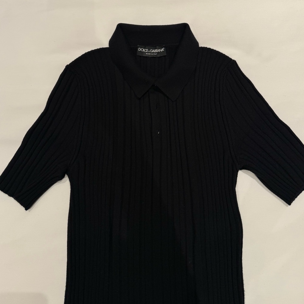 Original D&G black Dolce Gabbana wool polo shirt